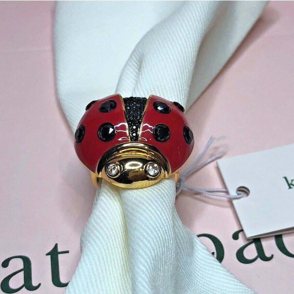 Kate Spade Ladybug Ring Gold Tone Size 5 - Picture 3 of 11